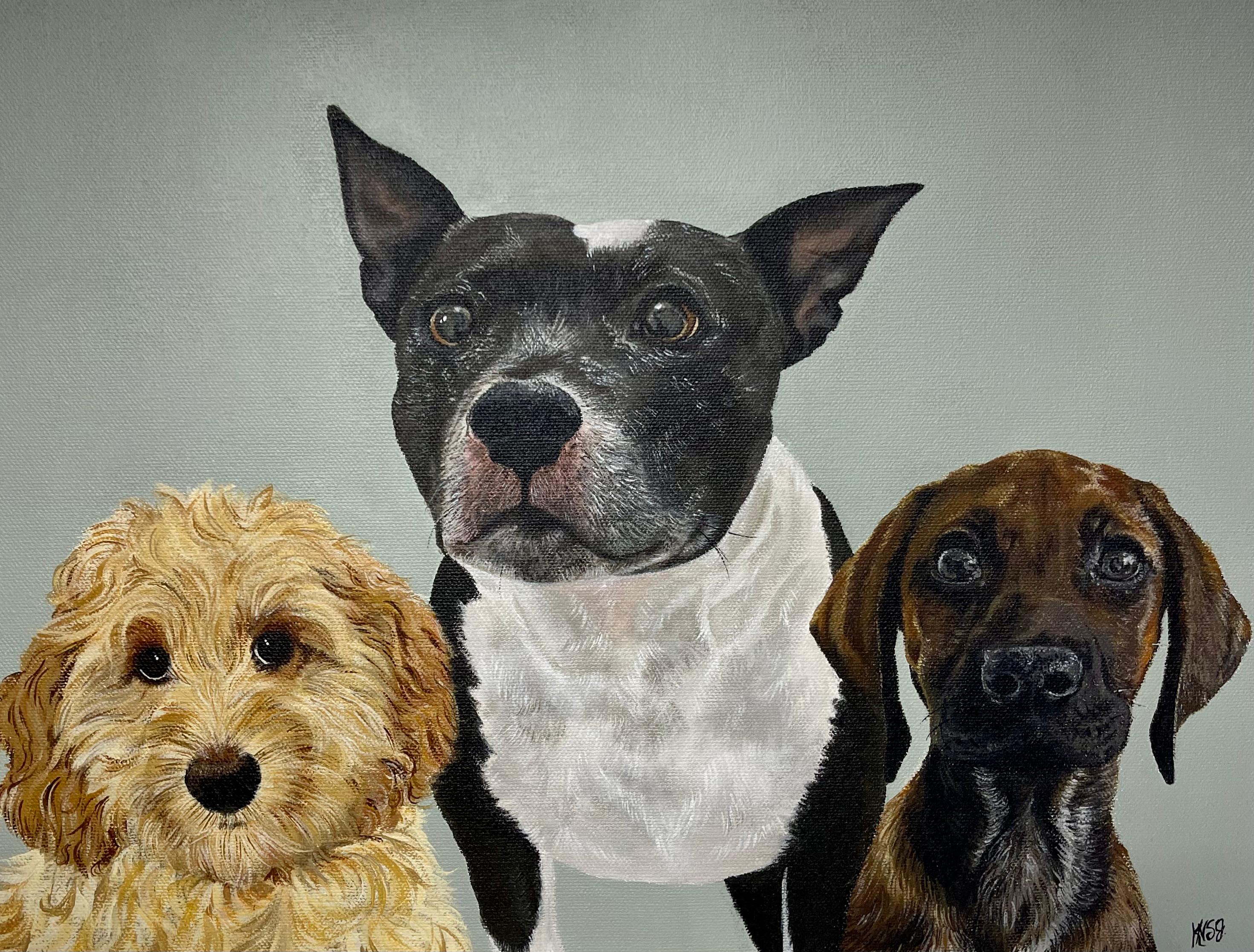 Hand-painted Acrylic Painting pet portrait of Group Portrait